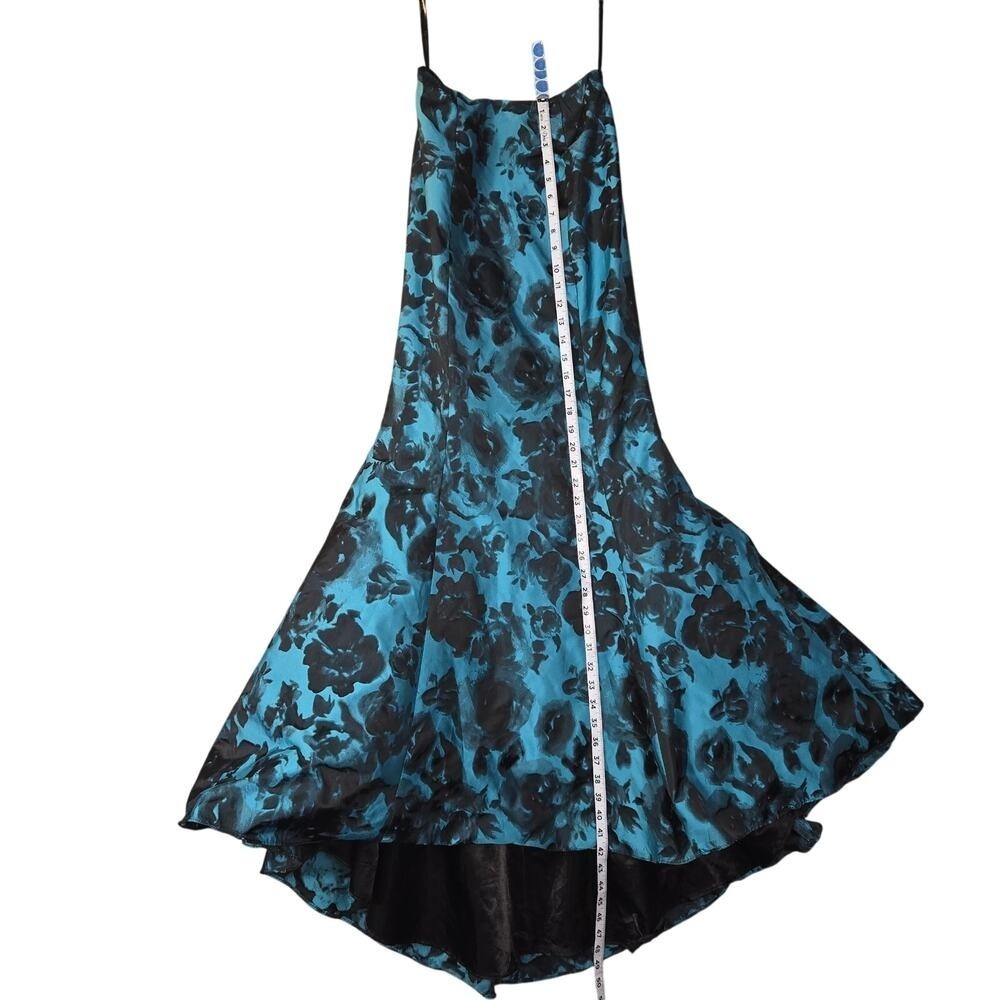 For tigerchik Sherri Hill Size 4 Strapless Gown Teal Black Floral - Picture 7 of 11